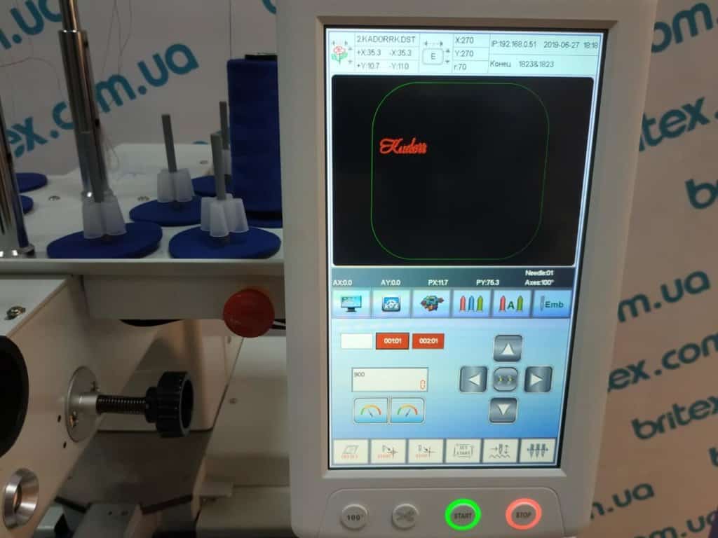 Промышленная 12-игольная вышивальная машина Anysew AS-1201TS поле вышивки 530*350 мм
